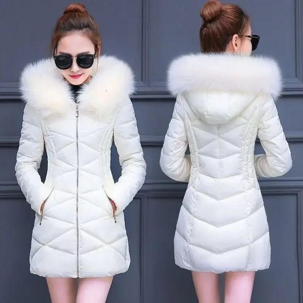 Parkas pour femmes dame manteau d'hiver femmes coton col de fourrure veste à capuche femme décontracté chaud vêtements d'extérieur vestes femmes filles vêtements noirs 1187 231214