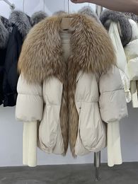 Dames Donsparka's Lagabogy 2023 Winter Dames Pufferjas Grote echte bontkraag Dikke luxe bovenkleding Dames 90 Witte eendjas 231012