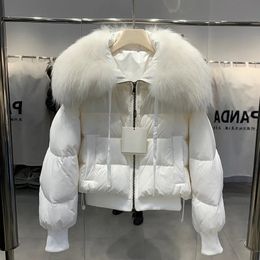 Parkas femme Lagabogy hiver doudoune femmes épais chaud court Parkas vraie fourrure de raton laveur naturel femme en vrac 90% duvet de canard blanc manteau 231120