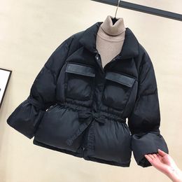 Dames down parkas leiouna dikke warme hiphop katoenen mouw ritsjacks jassen slanke zakken mode vrouwelijke winter parka vrouwen 230106