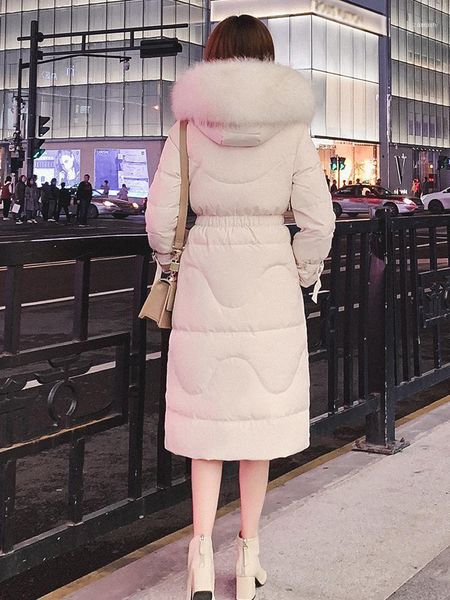 Femmes duvet Parkas longue veste d'hiver femmes à capuche grand col de fourrure manteaux vestes chaud femme Parka coréen 2023 KJ32821