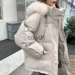 Women's Down Parkas Lucyever court à capuche vers le bas coton Parkas femmes 2023 hiver nouvelle épaisse chaude rembourrée veste dames coréen col de fourrure vêtements de neige manteau J231102