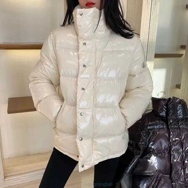 Parkas en duvet pour femmes m Meng's Down veste courte en cuir verni blanc pour femme col montant veste de pain chaude ample et épaissie sans lavage R29d