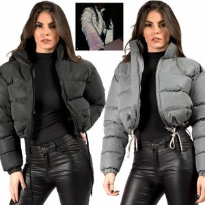 Malina hiver épais col montant Parkas femmes mode cravate taille manteaux femmes élégant solide court rembourré vestes femme dames J231013