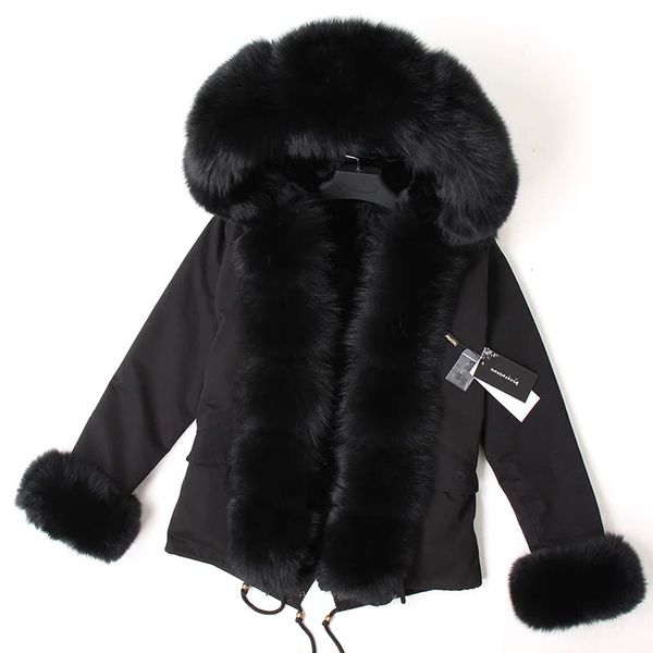 Femmes vers le bas Parkas maomaokong noir col de fourrure manteau d'hiver femmes veste fourrure naturelle lapin doublé veste manteaux 231121