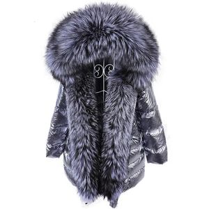 Maomaokong Winter Luxe Echte Wasbeer Bontkraag Donsjack Dames Warme Pufferjas Met Capuchon Waterdichte Bovenkleding Parka's 230927