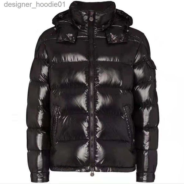 Parkas de plumón para mujer Hombres Chaqueta de nailon acolchada con cremallera Bolsillos con cremallera Parkas negras Diseñador Hombre Snap-off Capucha desmontable Abrigo de invierno cálido L230915