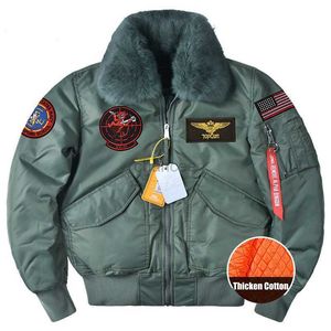 Parkas en duvet pour femmes Veste de vol pour hommes Épaissir col en laine Manteau en coton Militaire Tactique Bomber Vestes Parkas en coton chaud pour homme HKD230725