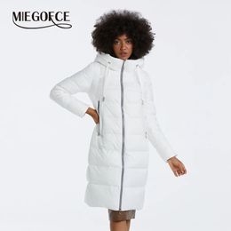 Parkas Femme MIEGOFCE 2023 hiver élégant femmes longue veste en coton à capuche chaud coupe-vent femme manteau fermeture éclair col montant Parka D20680 231117