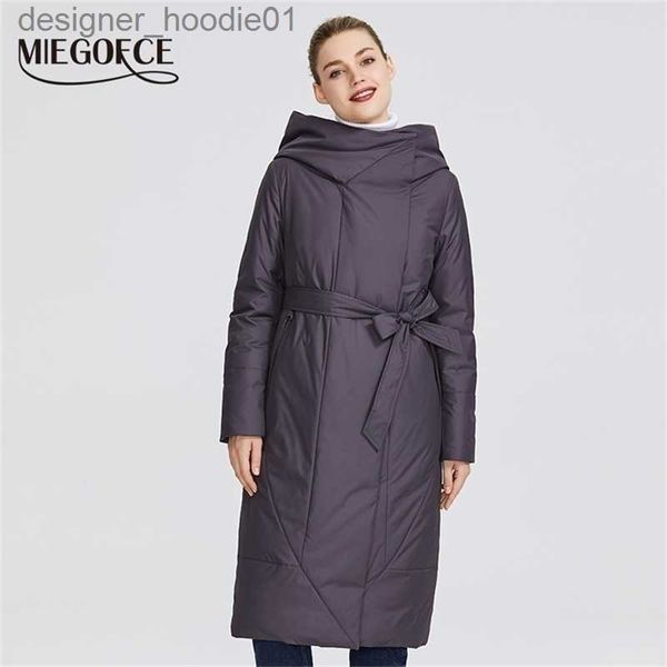 Parkas pour femmes Collection MIEGOFCE Manteau pour femme avec veste rembourrée à col persistant et doté d'une ceinture qui mettra en valeur la silhouette Y201012 L230909