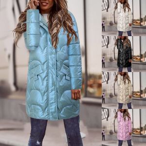 Parka en duvet multicolore pour femme, veste en coton à capuche, moyenne et longue, avec poche, célèbre manteau d'hiver, foncé, 221207