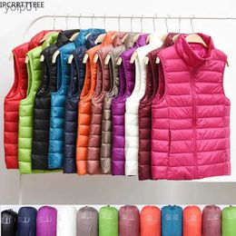 Women's Down Parkas New 2023 Women Ultra Light Down Vests Slim Sleless Girl Portable Girl Ligera a prueba de viento WistCoatl231118