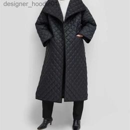 Parkas pour femmes Obrix longue style décontracté veste streetwear col en v manches longues lâche longueur cheville manteau matelassé à la mode pour les femmes 201026 L230915