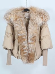 Parkas pour femmes de la veste de canard blanc de tuby Femmes hivernales Remplace Natural Real Fur Collier de luxe épais Luxewear Fashion 221205