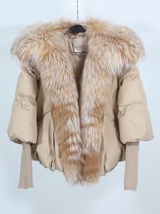 Parkas pour femmes de la veste de canard blanc de tuby Femmes hivernales Remplace Natural Real Fur Collier de luxe épais Luxewear Fashion 221205