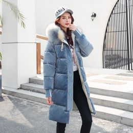 Dames Down Parka Oversized Winterjas Dames Gewatteerde X-Long Parka Coat Casual Thicken Warm Big Bont Lange Losse uitloper Mujer