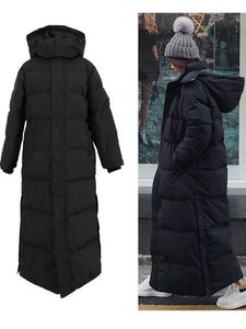 Parka en duvet pour femme, veste Super longue, genou, hiver, avec manteau noir épais, 221231