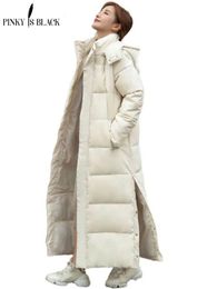 Parkas en duvet pour femmes PinkyIsBlack 2023 Xlong à capuche mode veste d'hiver femmes décontracté épais coton manteau vêtements d'extérieur chauds 231030