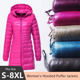 Parka en duvet pour femme, grande taille, 12 couleurs, veste longue d'hiver, Ultra légère, fine, amovible, Parka bouffante à capuche, 2023, 231110