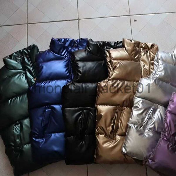 Parkas de plumón para mujer Tallas grandes Mujer Chaleco de otoño Chaleco brillante brillante Invierno Cálido Nuevo Chaleco de plumón coreano Chaqueta sin mangas 3XL 4XL Negro Azul J230928