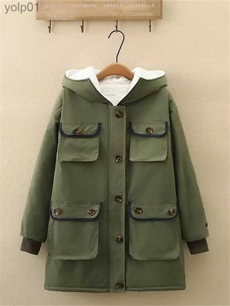 Parkas De Plumas Para Mujer Chaqueta Abrigada De Invierno Para Mujer De Talla Grande Parka Con Capucha De Longitud Media Y Trineo Largo Con Bolsillos Múltiples El Interior Es Forro SherpaL231118