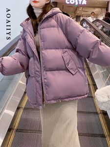 Parkas pour femmes vestes violettes pour femmes manteau 2023 hiver coréen classique coton veste confortable solide à capuche fermetures éclair vêtements 231201