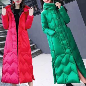 Parkas en duvet pour femmes veste rouge hiver long Vintage bouton mince manteau chaud 221205