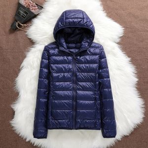 Parkas pour femmes S4XL 15 couleurs Slim solide coupe-vent veste à glissière avec chapeau blanc canard décontracté femmes automne hiver chaud manteau extérieur 221205