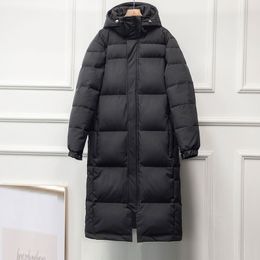 Parkas en duvet pour femmes S4XL manteau en coton noir hiver Maxi veste avec capuche épaissir lâche chaud Long rembourré matelassé C376 230112