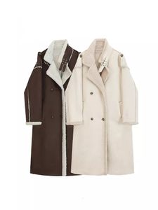 Parkas en duvet pour femmes col montant veste de moto de longueur moyenne automne hiver chaud laine genou manteau à manches longues vêtements d'extérieur femme 230111