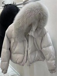 Parkas femininas Syiwidii engrossar jaquetas quentes de pato para mulheres outono inverno moda sólida manga comprida puff jaqueta casacos com capuz 231115