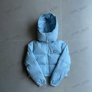 Parkas en duvet pour femmes Trapstar bleu Simple lettre grande étiquette robe en coton décontracté veste courte manteau polyvalent T230329