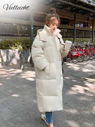 Women's Down Parkas Vielleicht veste coréenne femmes hiver x-long Parkas solide à capuche épaissir chaud femme vêtements de neige manteau rembourré vêtements amples 231212