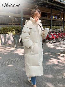 Parkas pour femmes Vielleicht veste coréenne femmes hiver X-long solide à capuche épaissir chaud femme neige porter manteau rembourré vêtements amples 221124