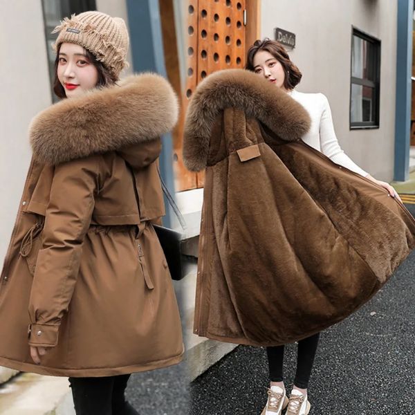 Parkas de plumón para mujer, ropa de invierno, chaquetas pesadas, abrigo, ropa Vintage para mujer, traje de estilo universitario, longitud media, modelo 2023, 231013