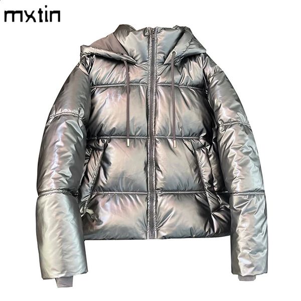 Parkas de plumón para mujer Abrigo frío de invierno Promoción Mujeres Elegante con capucha Anorak Chaqueta de algodón Abrigo cálido Mujer Negro Ropa blanca 231214