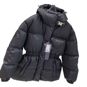 Parka d'hiver en duvet pour femme, veste avec lettre p, nouveau sac à Badge triangulaire, noir, mode américaine, rue luxueuse