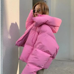 Parka d'hiver en duvet de style coréen pour femme, veste moelleuse à capuche, épaisse, ample et courte, 231025