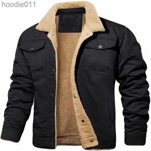 Parkas pour femmes hiver hommes Bomber veste de haute qualité mâle en peluche épaissir laine veste hommes revers broderie épais chaud Cargo vestes manteaux 3XL L230920