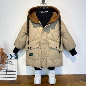 Parkas en duvet pour femmes hiver nouveau bébé doudoune veste rembourrée en coton épaissi à capuche pour enfants manteau chaud en peluche sans lavage pour le visage des garçons HKD230725