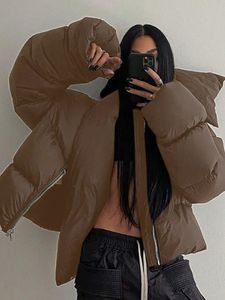 Parkas pour femmes hiver écharpe col manteau femmes bulle surdimensionné décontracté court bouffant veste noir épais Parka lâche chaud vêtements d'extérieur 221205