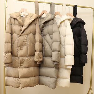 Parkas en duvet pour femmes hiver épaissi 90 duvet de canard blanc dames longue veste chapeau simple vent pain 221205