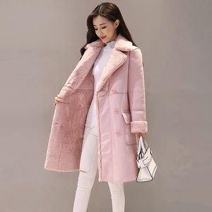 Parkas pour femmes hiver chaud doublure de fourrure en daim femmes manteau Europe mode épaisse veste d'hiver longue pardessus femme chaud Trench manteaux 231110