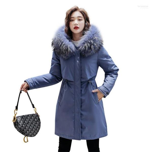 Parkas en duvet pour femmes hiver femmes polaire à l'intérieur grande taille épais chaud mi-long à capuche vestes fourrure femme mince rembourrage1 Luci22