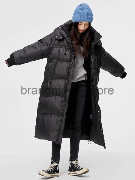 Parkas pour femmes Down Women Down Parka Mid longueur Veste noire Babale Babale Bobine Bulle à capuche à capuche Femme Down Femme Bubble Outwear J231222