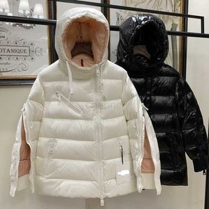 Parkas en duvet pour femmes Parkas en duvet pour femmes Veste monclair Automne et Hiver Coloré Visage Lumineux Fermeture à Glissière Inclinée Lâche Épaissie Chaud Manteaux Manteaux scan nfc