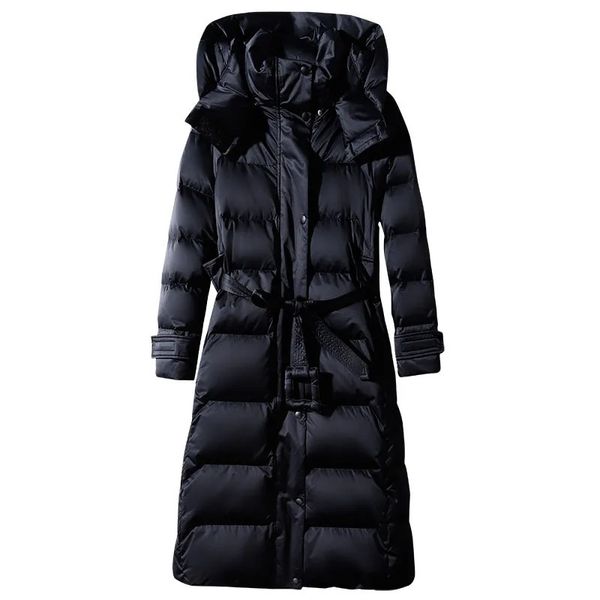 Parka longue à lacets pour femme, doudoune à capuche avec fermeture éclair, bouffante, noir, rouge, bleu foncé, grande taille 4XL10XL, manteau 231031