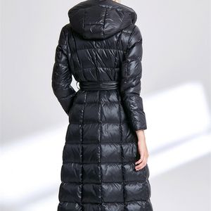 Parkas en duvet pour femme Doudoune longue d'hiver pour femme doudoune noire bleu marine capuche manteau en duvet 220909