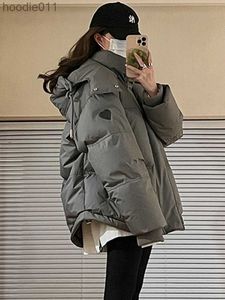 Women's Parkas Femmes solide ample doudoune hiver coréen Chic surdimensionné épaissi à capuche chaud Parkas femme gris manteau dame rembourré veste L230920