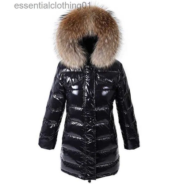 Parkas de plumón para mujer, Parkas de invierno para mujer, chaqueta larga de plumón, cuello de piel de mapache Real Natural, abrigo impermeable de lujo para mujer L231102